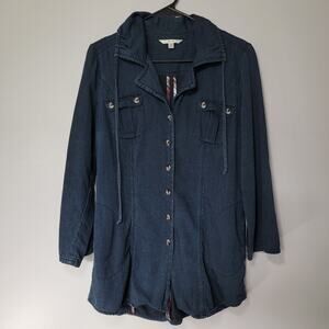 Cabi Denim Tunic Womens Sz M Western Cowgirl Rodeo Ranch Country Roll Tab Sleeve
